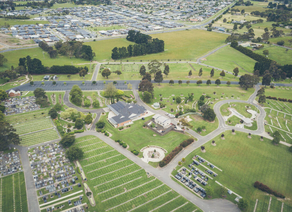 Aerial view of Traralgon cemetery