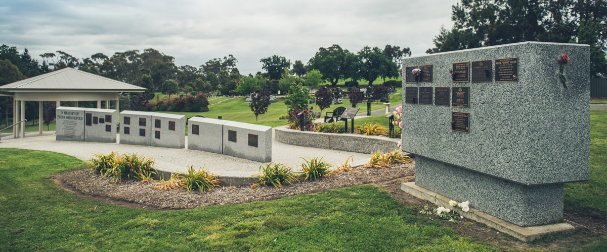 Four marble wall niche in Traralgon Cemetery