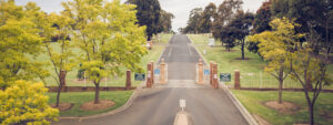 Entry gates at Gippsland Memorial Park Traralgon