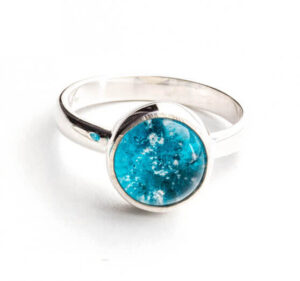 Silver ring with turquoise glass centre