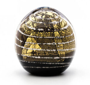 Gold and silver glass dome paper weight