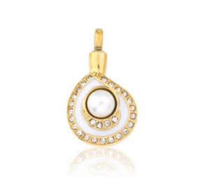 Gold and diamente pendant with pearl centre