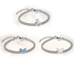 Silver bracelets with butterfly pendant