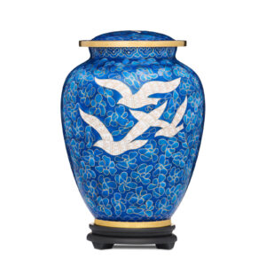 Blue Birds Returning Home Cloisonné Adult Urn