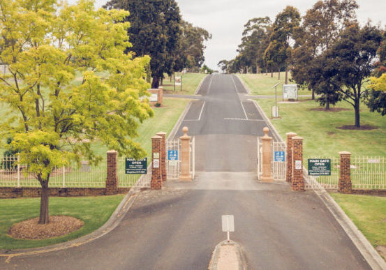 Entry gates at Gippsland Memorial Park Traralgon